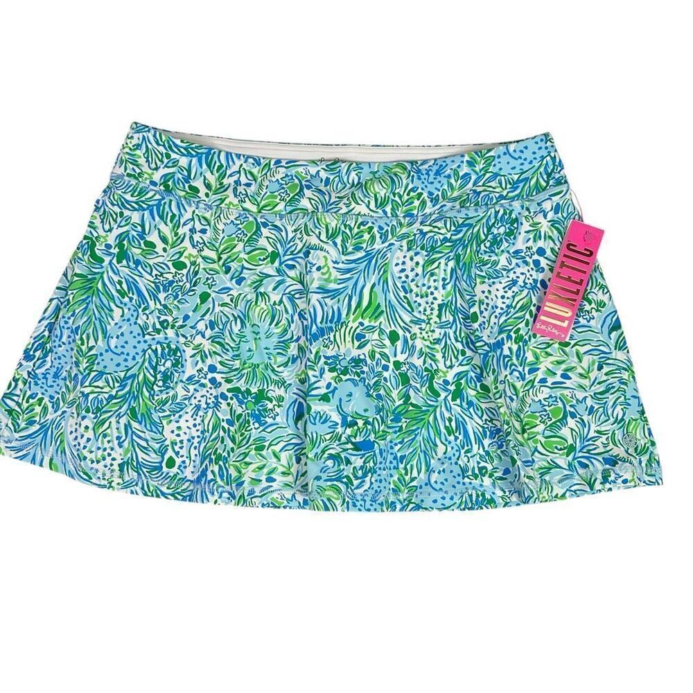Lilly Pulitzer Aila Skort size XL Hydra Blue Dandy Lions